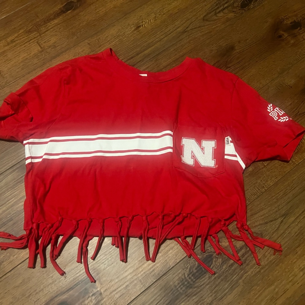 PINK Victoria's Secret Nebraska Huskers Red Crop Top